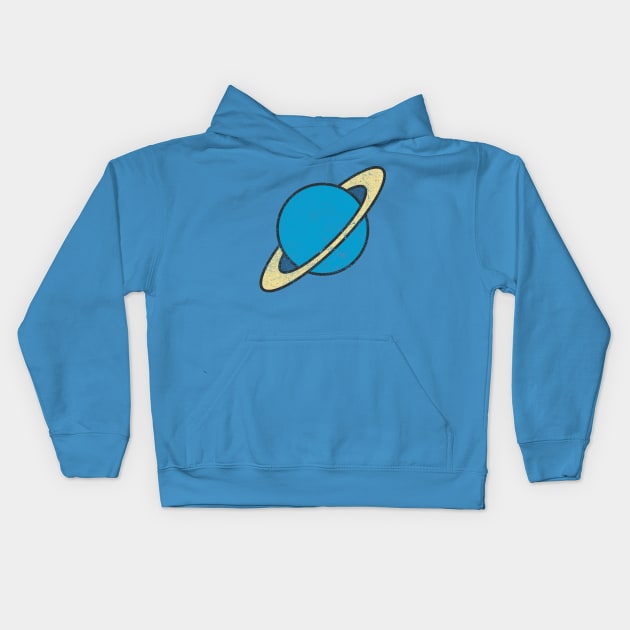 Distressed Saturn Planet Kids Hoodie by vladocar